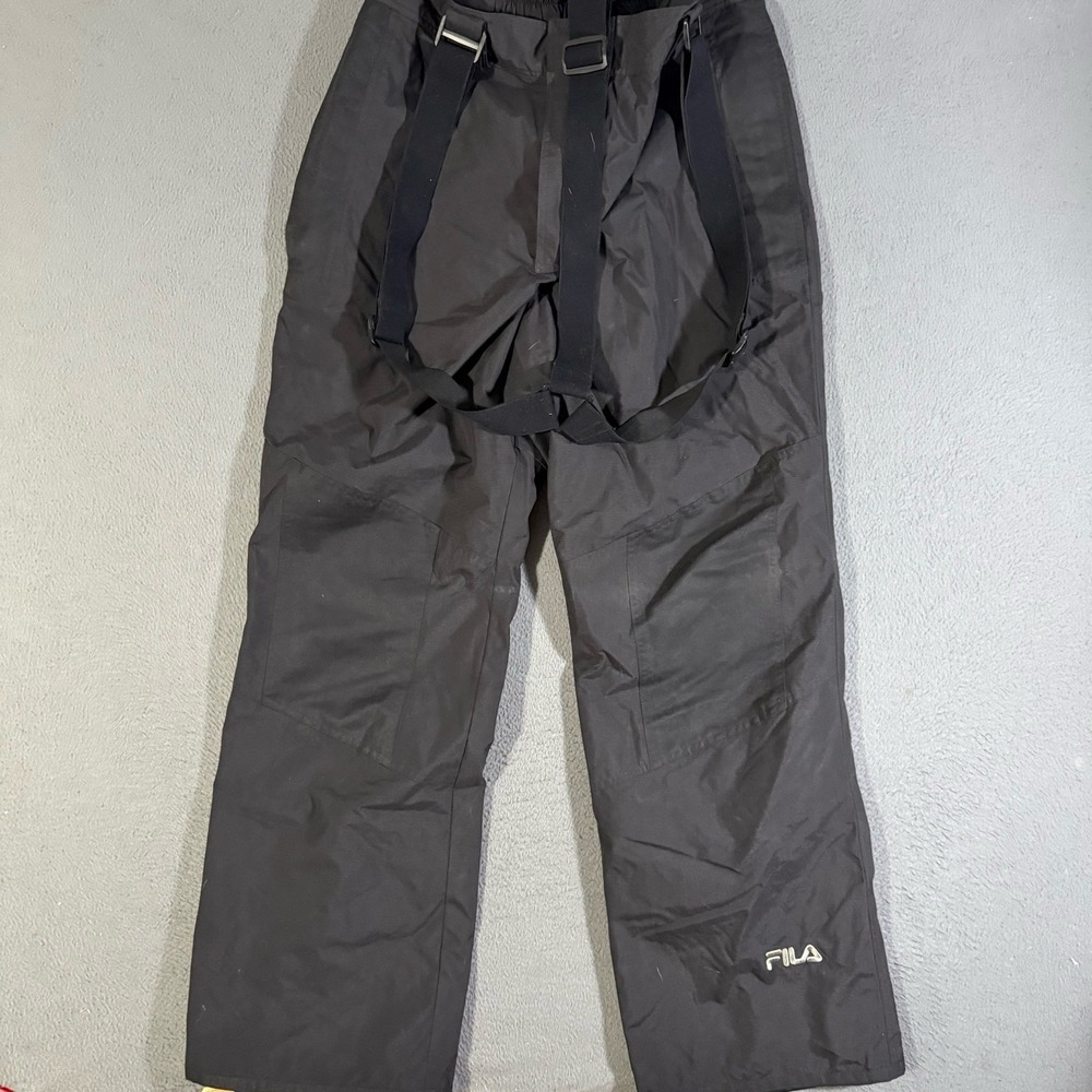 Vintage 90s Fila Mens Large Distressed Spell Out Winter Snow Pants Overalls Bibs